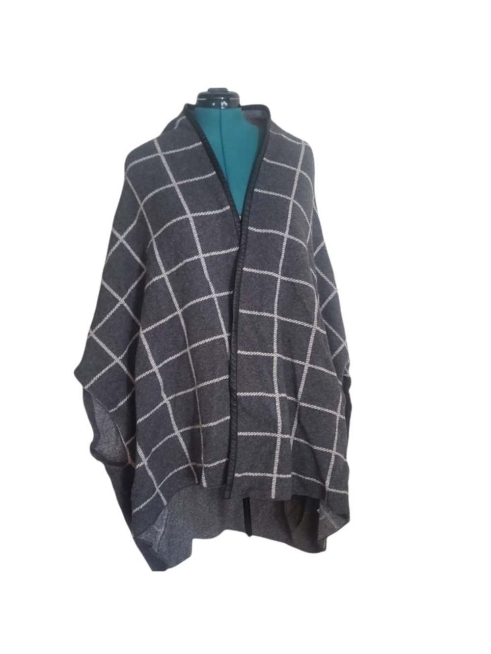 ST. John Wool Poncho With Lamb Leather Trim.